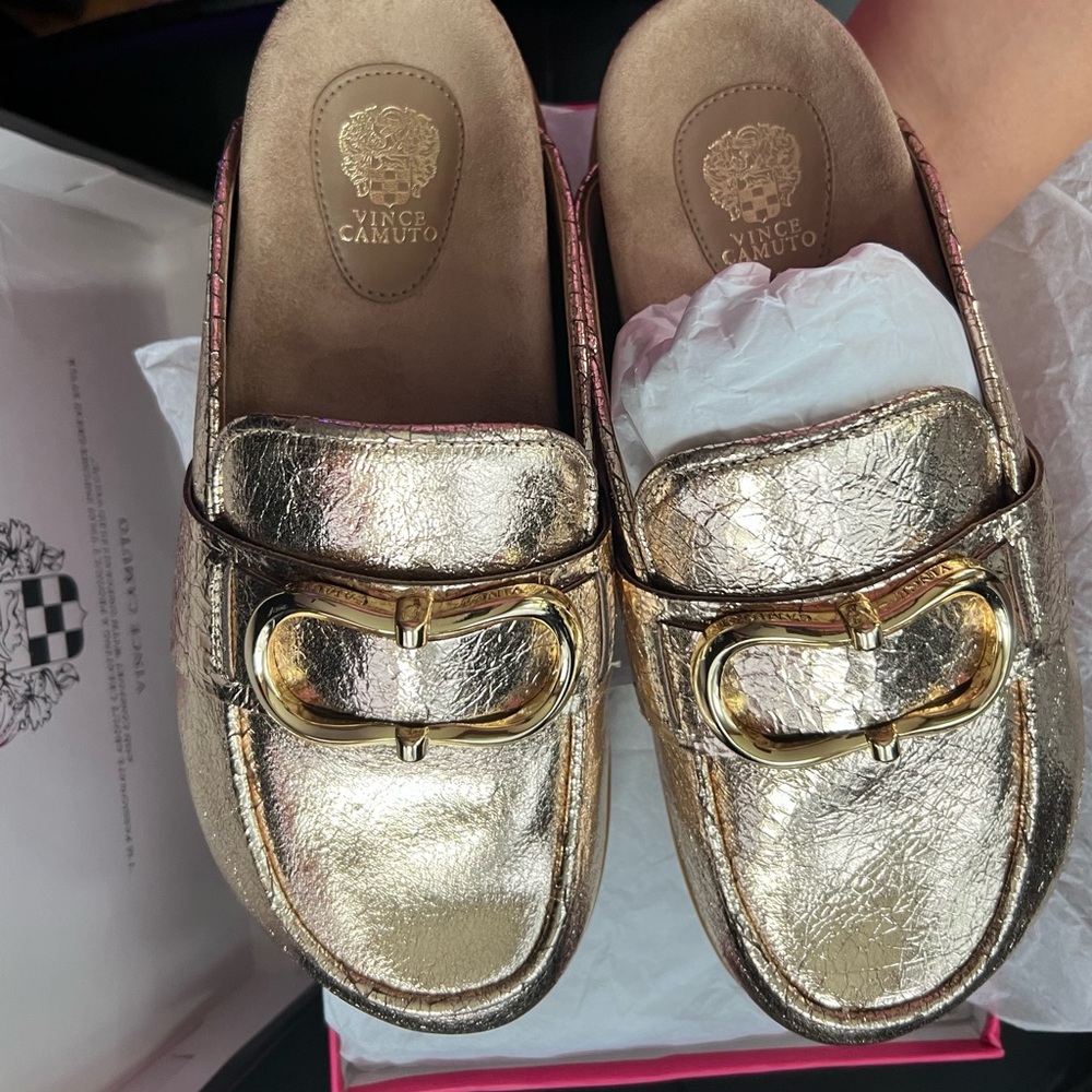 Vince Camuto Shimmering Gold Slip-On Loafers